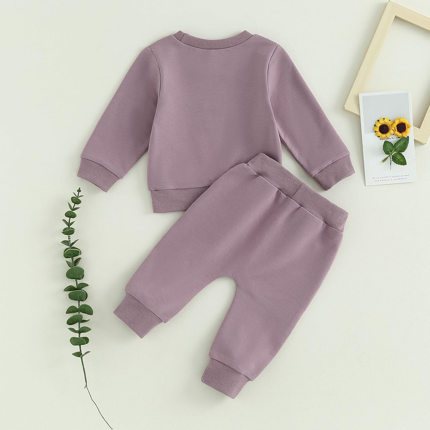 Sduydiosy Toddler Baby Girls Fall Outfits Long Sleeve Crew Neck Letters Print Sweatshirt Top with Pants Cute Newborn Clolthes - Image 3